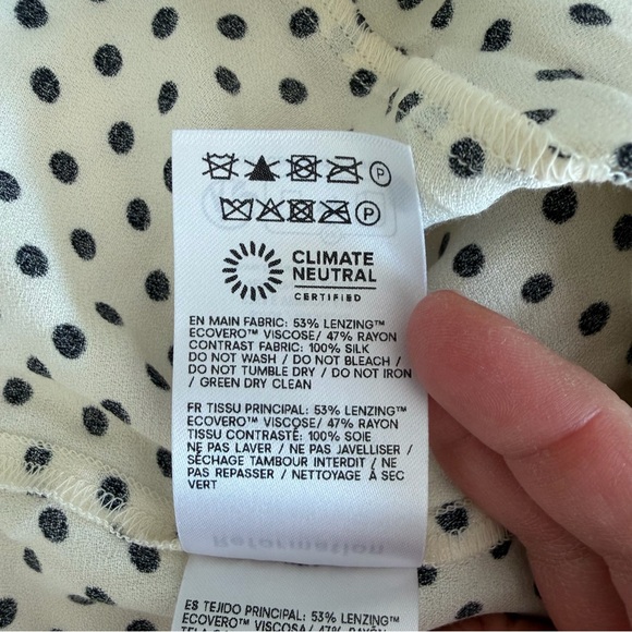 Reformation "Andrea" Eclipse Polka Dot Sweetheart Tie Cami Spaghetti Strap Top - Picture 12 of 14